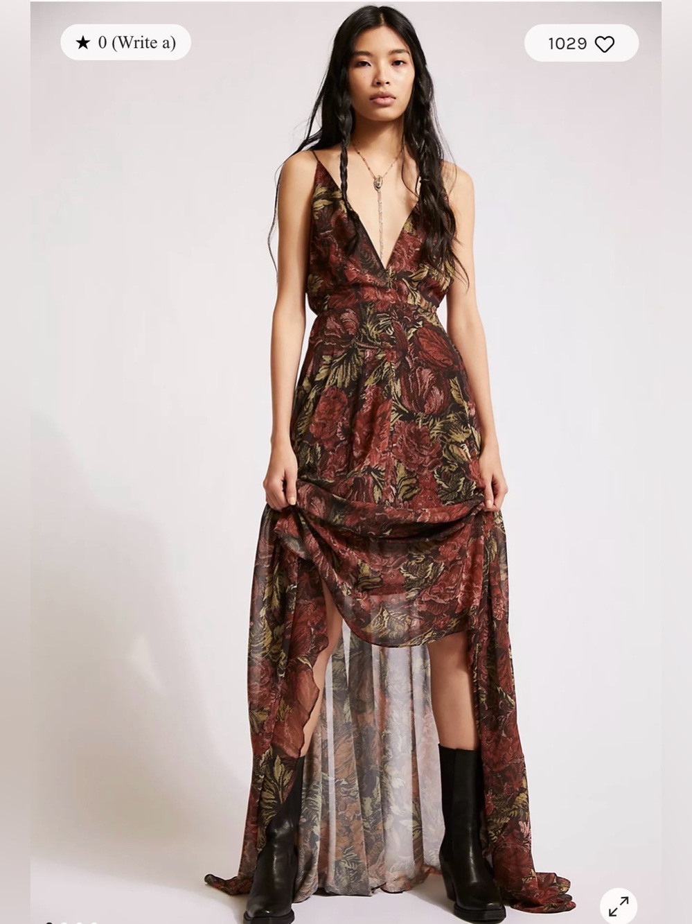 EUC Ronny Kobo Daniela Victorian Floral Chiffon Maxi Dress Sz M